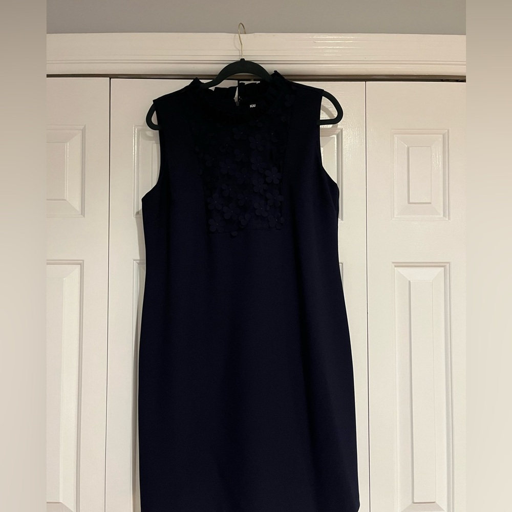 KARL LAGERFELD size 14 dark blue with floral detail and back zip
